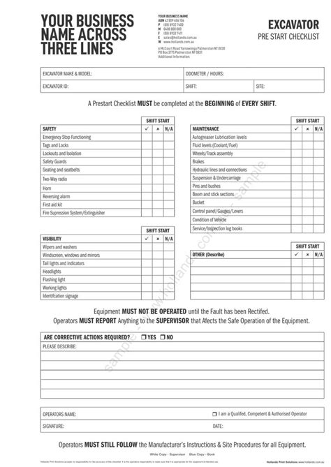 mini excavator log book|plant operator log book.